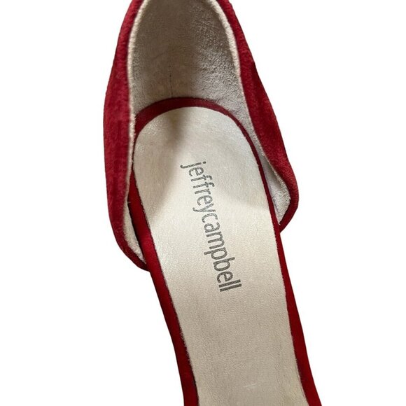 Jeffrey Campbell D'orsay High Heels Pumps Size 8 Red Suede Event Valentines Day - Picture 3 of 11
